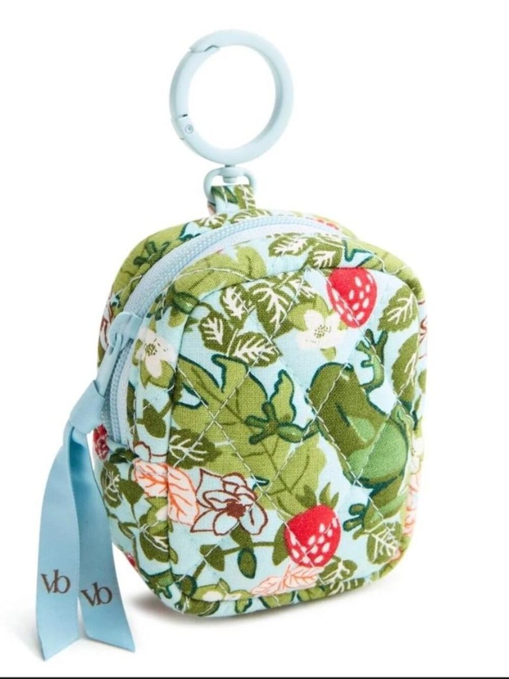 Vera bradley frogberry garden blue large bag charm strawberry frog green